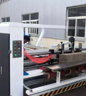Automatic corrugation cardboard folder gluer with PP strapping bundling box packing machine